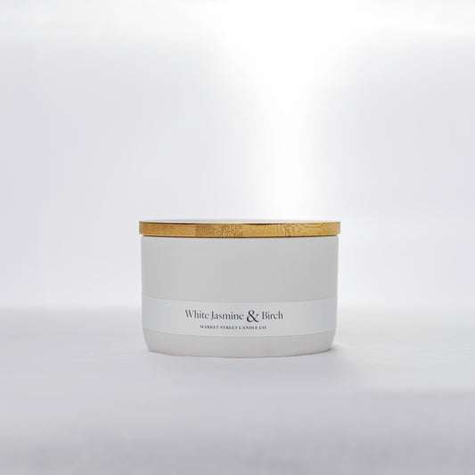 White Jasmine & Birch Three Wick Ceramic